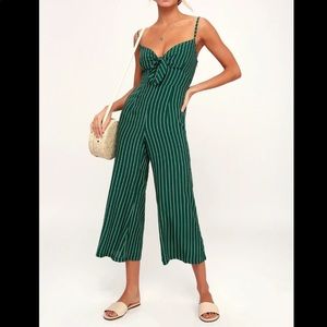 FAITHFULL THE BRAND Presley green stripe jumpsuit - USA 4 (S)
